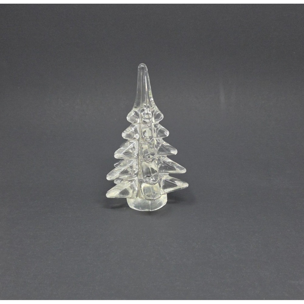 Set of 2 VTG Clear Art Glass Christmas Tree Figurines Holiday Decor 5.5" and 6" - Picture 5 of 12